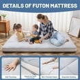 thumbnail image 5 of MOPHOTO 4'' Japanese Floor Futon Mattress, Floor Mattress with Storage Bag, Memory Foam Roll Up Mattress Tatami Mat, Folding Sleeping Padded Futon Mattress Portable Camping Mattress, Gray, Twin, 5 of 9