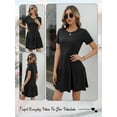 thumbnail image 7 of HUBERY Women Pleated Layered Hem Pocket Crew Neck Short Sleeve Mini Dress, 7 of 7