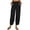 Black, variant on Idoravan Women's Size Pants Fashion Women SolidCotton And Linen Casual Loose Trouser Wide Ninth Pants Pants