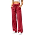 thumbnail image 2 of Women Lightweight Pants Zaewscy Fashion Women Casual High Waist Pocket Pants Pants Comfortable Casual Pants Wine S, 2 of 9