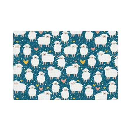 

Placemats Set of 4 / 6 Cute Sheep And Hearts Placemats for Dining Table Indoor/Outdoors Heat Resistant Washable Placemats 18 x 12