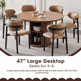 thumbnail image 3 of Round Dining Table for 4-6, PAPROOS 47'' Large Wood Kitchen Table, Dining Room Table with Storage & Wide Tabletop, Circle Dining Table Dinner Table for Kitchen Dining Room, Brown(Only Table), 3 of 7