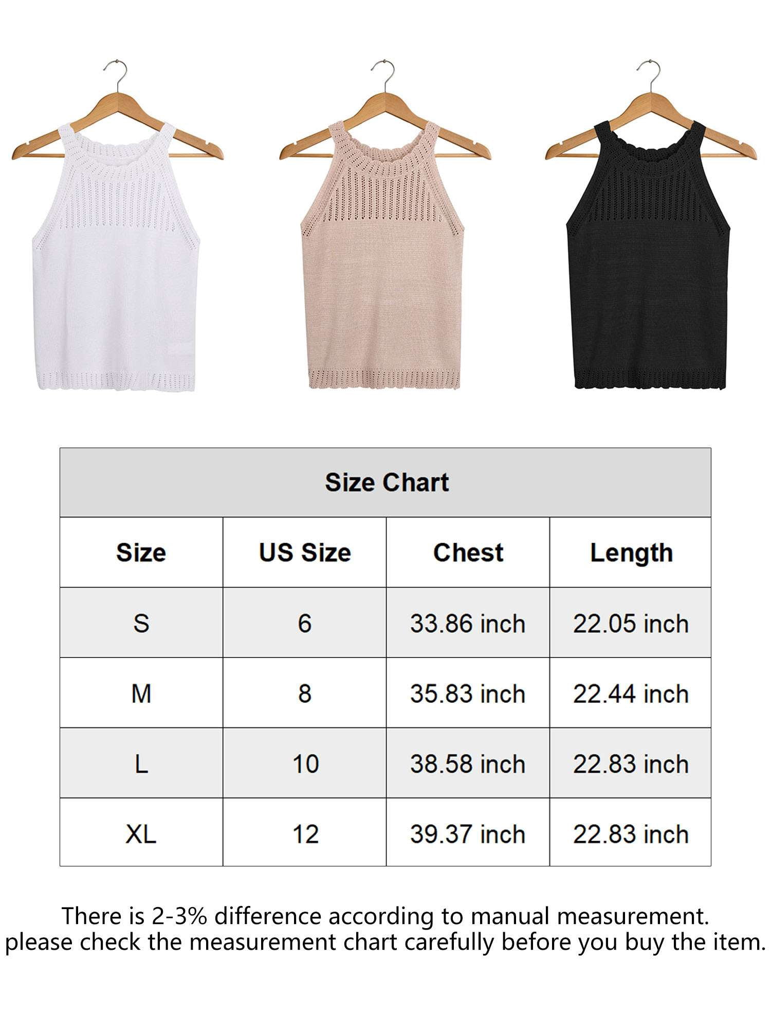 Deago Women's Summer Knit Halter Tank Tops Crochet Hollow Out Sleeveless Casual Racerback Cami Sweater Vest (Khaki, S)