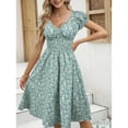 thumbnail image 3 of Women's Retro Floral Puff Sleeve Dress, 3 of 5