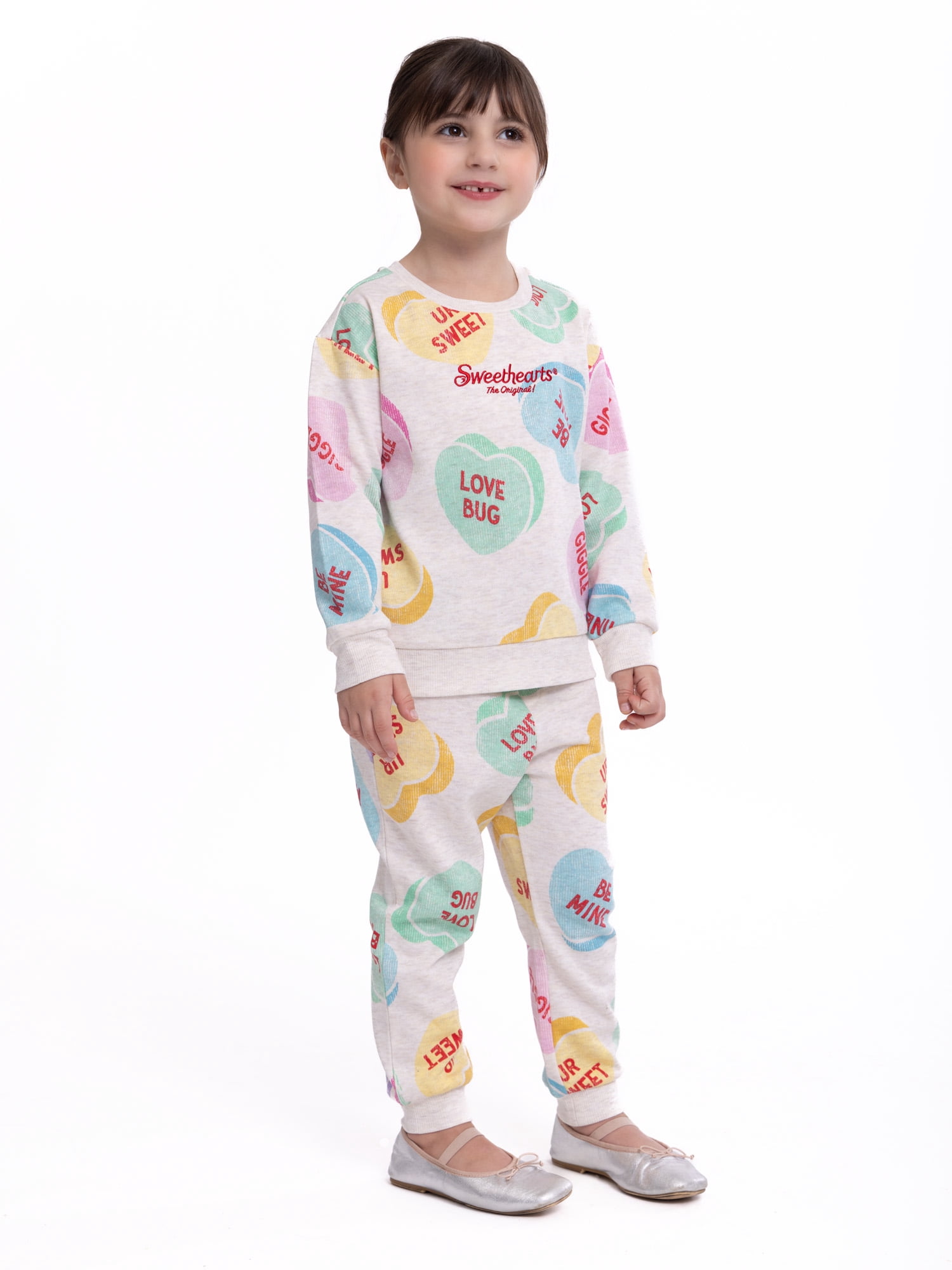 Toddler Sweethearts Valentine’s Day Sweethearts Crewneck Sweatshirt and Joggers Set, 2-Piece, Sizes 12M-5T