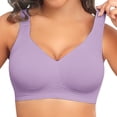 thumbnail image 4 of Siminsem Wireless Supportive Bra for Older Women Plus Size Full Coverage No Underwire Seamless Everyday Comfortable Wide Straps Back Smoothing Lifting Breathable Daily, Purple,XXXL, 4 of 9