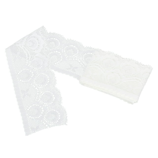 Cinta de encaje de 5 cm de ancho, cinta de costura de tela elástica de nailon blanco con borde dentado para manualidades, 10 yardas