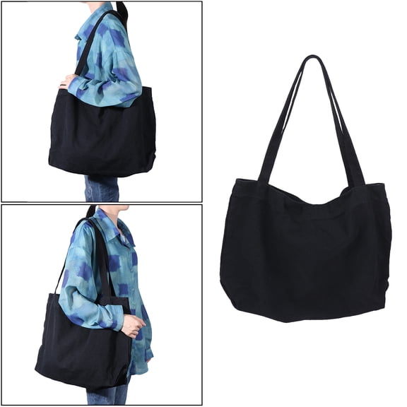 WEAVILUX Shoulder Bags for Women Canvas Tote Bag for Large Capacity Everyday Use 1Pack Black