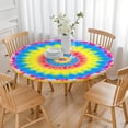 thumbnail image 3 of Colorful Tie Dye Mandala Pattern Round Fitted Tablecloth with Elastic Edge,Dining Table Cover Waterproof,Outdoor Round Tablecloth for Camping,Dining,Indoor and Outdoor, 3 of 7