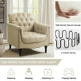 thumbnail image 5 of UIXE Faux Leather Accent Chairs Set of 2, Comfy Club Chair Upholstered Armchair for Living Room, Button Tufted Arm Chair, Beige, 5 of 6