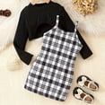 thumbnail image 2 of newwalpole Girl's Cute 2 Piece Outfits Print Cami Short Dress with Crop Top Tee Set Black for Size 6-7 Years, 2 of 7