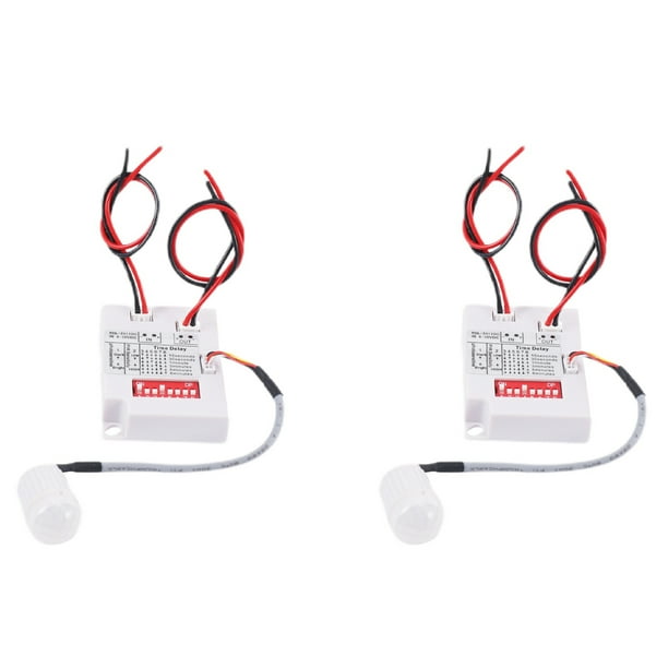 2X Interruptor de Sensor de Movimiento PIR de 12 V 24 V Interruptor de Relé de Retardo de Tiempo de Inducción Infrarrojo IR Interruptor de Temporizador de Luz LED de Pasillo