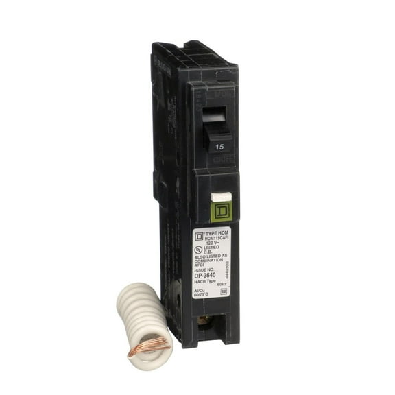 Square D - HOM115CAFIC Homeline Circuit Breaker, 15-Amp, 120V, 1-Pole, CAFCI, Plug-In Mount