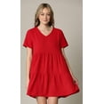 thumbnail image 4 of MBJ WDR2354 Women Short Sleeve Tunic Dress V Neck Casual Loose Flowy Swing Shift Dresses XL RED, 4 of 6