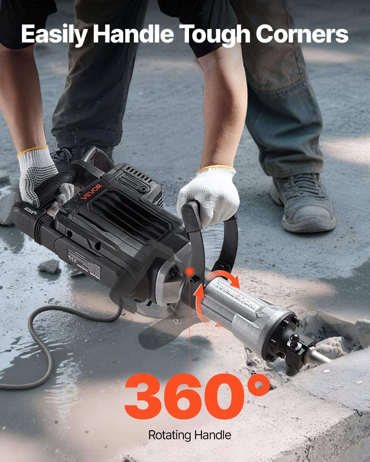 3000W High-Power Electric Jack Hammer, 1700 BPM Demolition Breaker with Point Chisel & Full Safety Set (Gloves, Goggles, Case) for Concrete, Wall, Tile Work