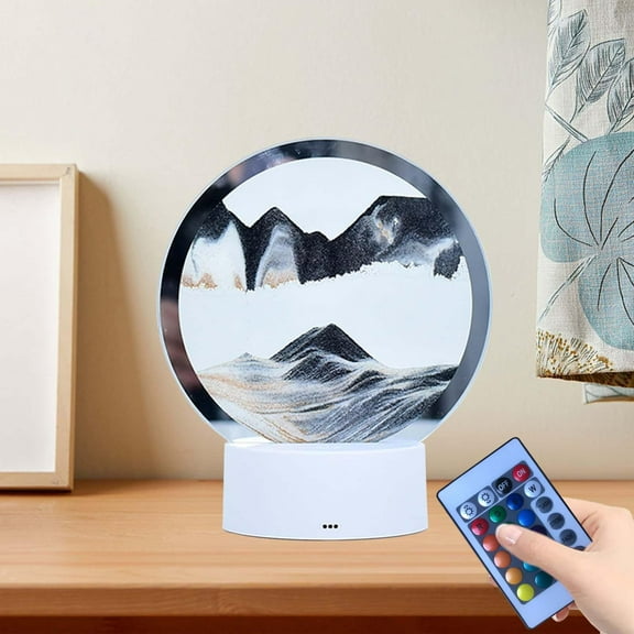 BSJJY Moving Sand Art Picture Round Glass 3D Deep Sea Sandscape in Motion Display Flowing Sand Frame, Children's Large Desktop Art Toys, Home & Office Desktop Decorations, 1pc