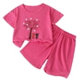 thumbnail image 1 of Odeerbi Niños Niñas Lindo Estampado Atlético Conjuntos Manga Corta Camiseta Pantalones Cortos Conjunto Suelto Ropa Deportiva Para 3-12 Años, 1 of 9
