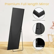 EDX Rectangle Full Length Mirror 56x 15 Full Body Mirror Rectangle Free Standing Wall Mounted Leaning Hanging Floor Mirrors, Black