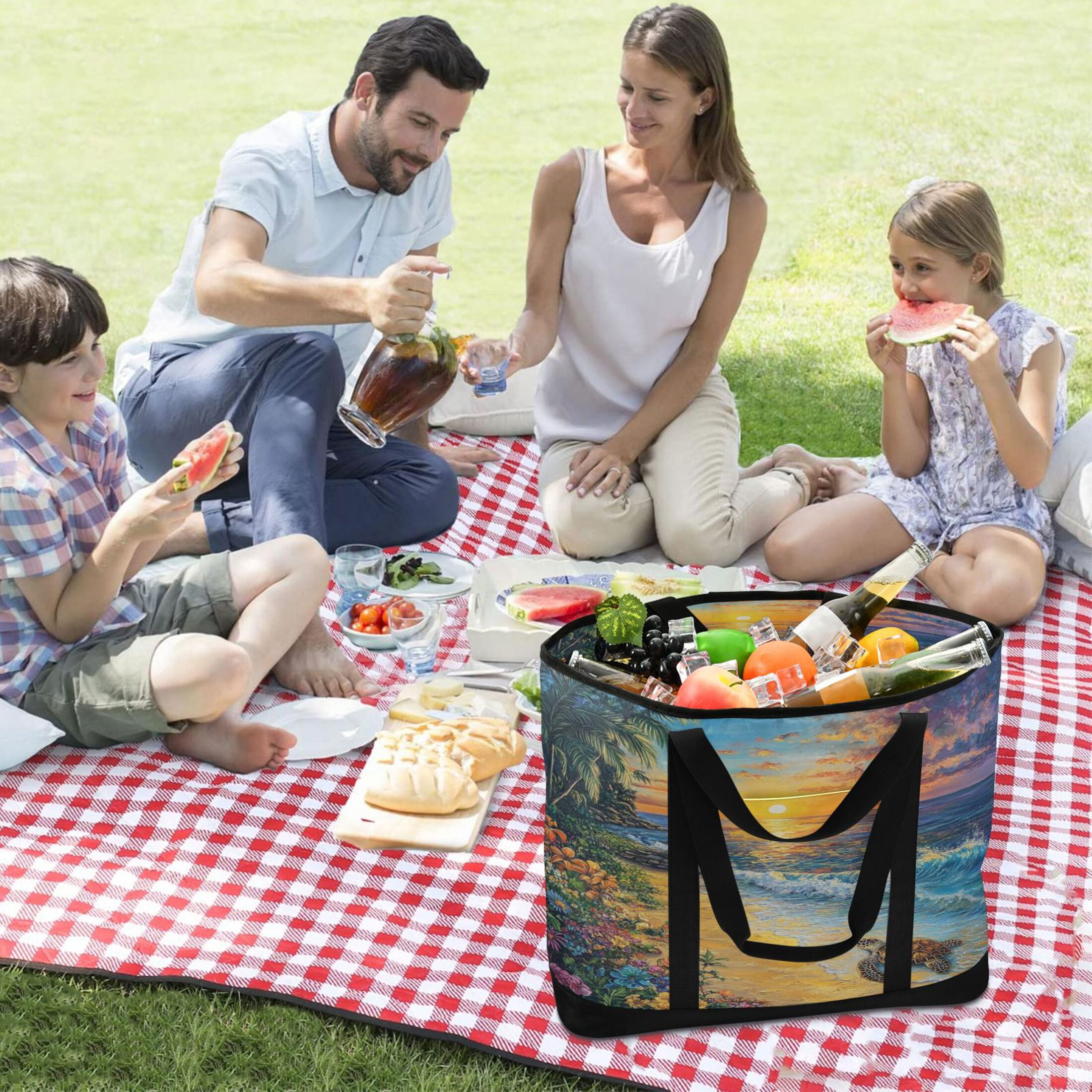 Large Hand-held Ice Pack Picnic Bag Insulation and Refrigeration Suitable for Shopping Picnics and Camping Beautiful Turtle