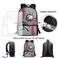 thumbnail image 6 of Binienty Grey Baseball Print Kids Backpack 17 Inch for School Girls 4th Grade Large Capacity Bookbag with Built-in Laptop Pocket & Mesh Side Holders Lightweight Casual Daypack, 6 of 6