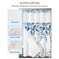 thumbnail image 4 of No Hook Shower Curtain with Snap-in Liner, Blue Eucalyptus Waterproof Fabric Bathroom Curtains, Watercolor Spring Weeping Botanical Bath Curtains & Mesh Top Window Stand Up Stall 36"x72", 4 of 9