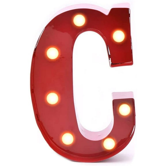 Home by Jackie Inc Decorative Red Vintage Metal Hanging Light up LED Letter “C”