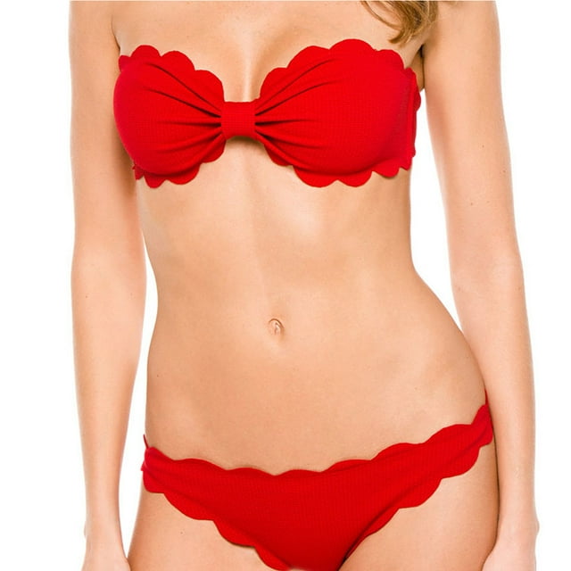 Women Two Pieces Sexy Off-Shoulder Bikini Set High Waist Bandages