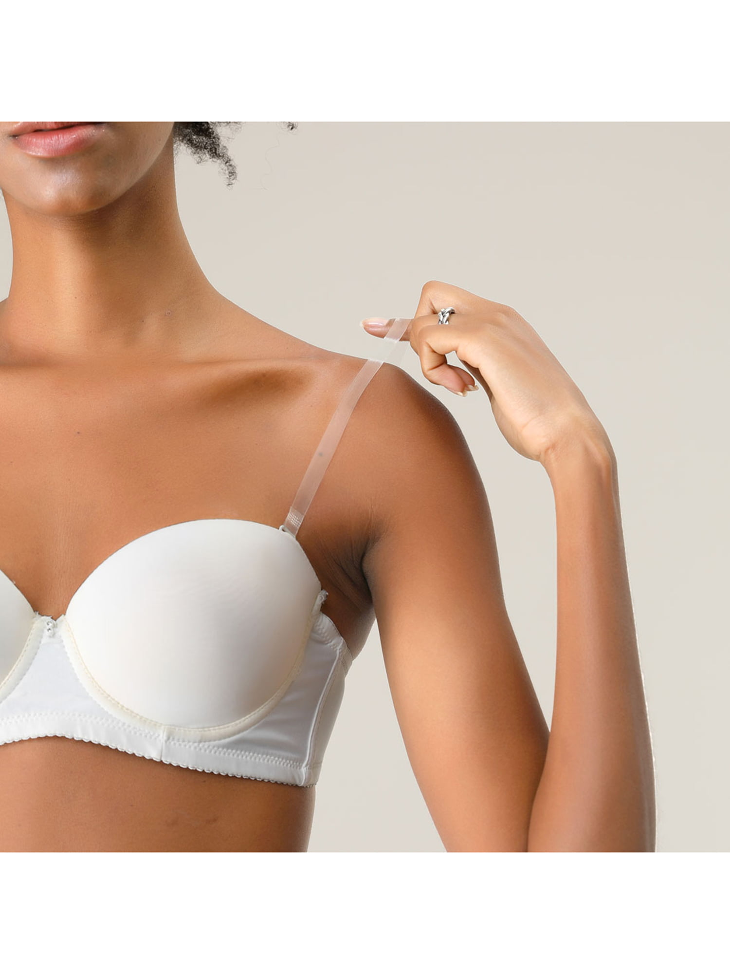 Fashion First Aid Clearly Gone: Invisible Clear Bra Straps Wide (20 mm),  Quality Metal Hooks, 1 Pair