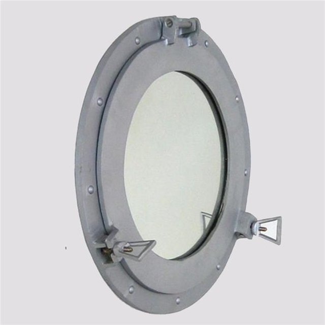 Porthole Glass Aluminum Nautical Coastal Decor - Gray
