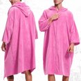 thumbnail image 2 of HOOMEUMY Men Fleece Night Robe Casual Hooded Pocket Zipper Long Sleeves Bathrobe Night Robe for Comfortable and Warmth, 2 of 6