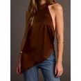 thumbnail image 5 of LMLYSoH Satin Halter Tops for Women Summer Asymmetrical Loose Going out Tank Tops Tie up Backless Shirts for Streetwear, 5 of 8