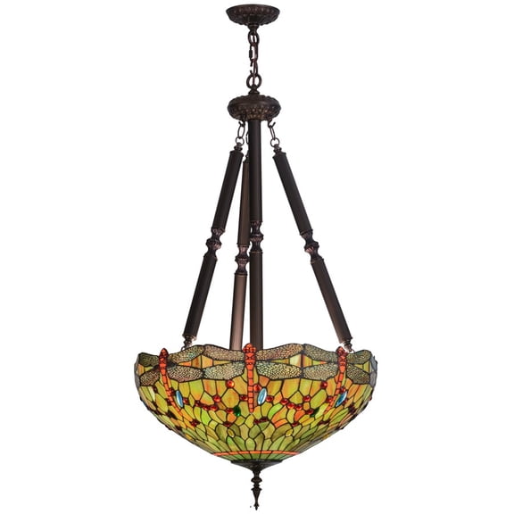 Meyda Tiffany 152874 Tiffany Hanginghead Dragonfly 5 Light 22" Wide Pendant - MultiColor