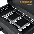 thumbnail image 3 of 3 Burner BBQ Gas Griddle with Hood, 25.6 Inch Stainless Steel Portable Detachable Propane Griddle, 45,000 BTU Flat Top Grill with Side Shelves for Camping Tailgating, Black, 3 of 13