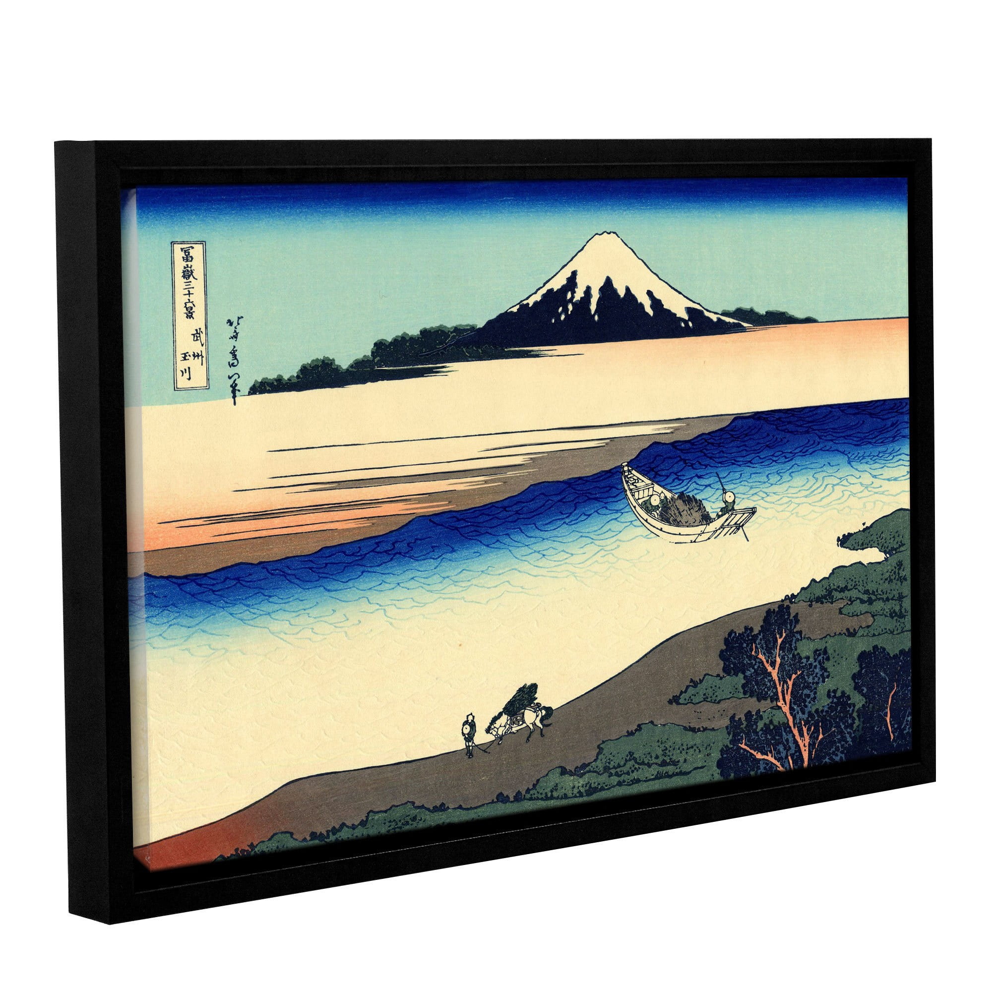 ArtWall Katsushika Hokusai "Tama River in the Province of Misushi" Gallery-Wrapped Floater-Framed Canvas