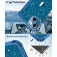 thumbnail image 4 of for iPhone 13 Case with Screen Protector + Camera Lens Protector, Clear Glitter Shockproof Protective Phone Case, Non Yellowing for Women Girls iPhone 13 Cover 6.1 inch - Clear Blue, 4 of 6
