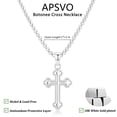 thumbnail image 3 of APSVO S925 Sterling Silver Plated Cross Necklaces for Women Cross Pendant Chain Catholic Religious Christian First Communion Birthday Easter Basket Stuffers Jewelry Gifts Adults Age Ideas, 3 of 5