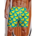 thumbnail image 3 of Pantalones cortos con estampado de pato amarillo hawaiano para hombre, bañadores para hombre, cintura elástica, estampado 3D, degradado, transpirables, ropa de calle corta de poliéster, 3 of 4