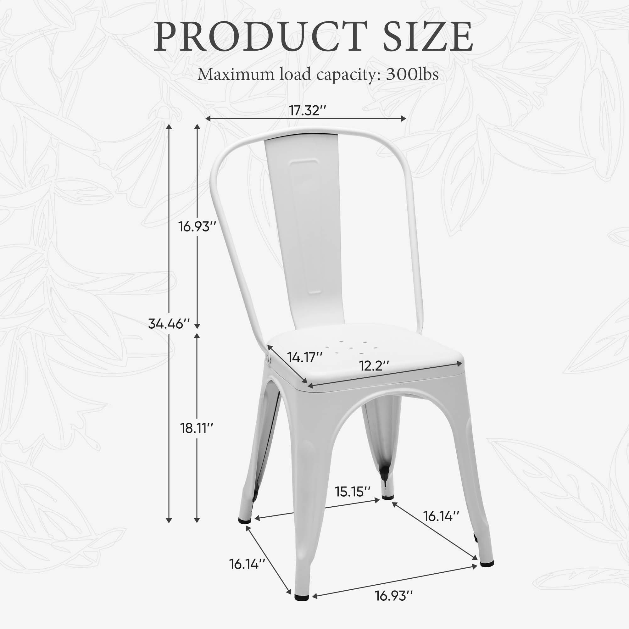 MAYEERTY Set of 4 Metal Dining Chairs Stackable Industrial Style 300LBS Weight Capacity for Kitchen Dining Room
