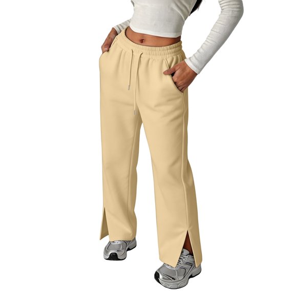CONZONE Kids Boys Uniform Sweatpants Wide Leg Casual Pants for Child Elastic Waist Drawstring Side Slit Athletic Jogger Trousers with Pockets