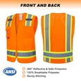 thumbnail image 6 of ProtectX High Visibility Reflective Safety Vest for Men Women Hi Vis Work Construction Vest with Pockets Class 2 Neon Orange XX-Large 3 Pack, 6 of 7