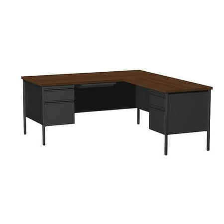 - HL10000 Series 66D x 72W Corner Desk with Right Hand Return, Black/Walnut