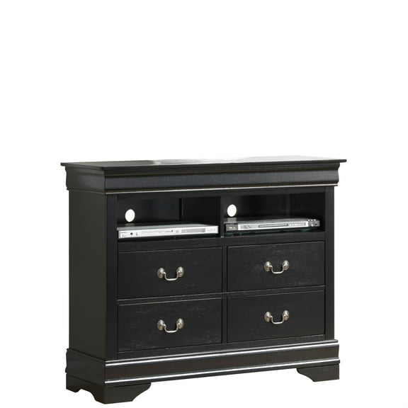 Passion Furniture PF-G3150-TV 42 x 18 x 35 in. Louis Phillipe 4 Drawer Chest, Black