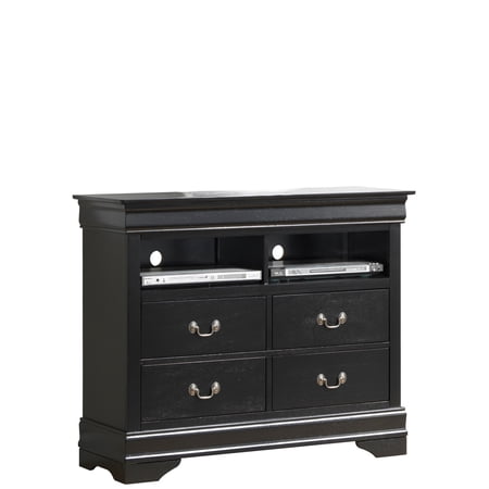 Louis Phillipe Black 4 Drawer Chest of Drawers (42 in L. X 18 in W. X 35 in H.)
