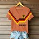 thumbnail image 4 of Women's Germany Football Graphic T-Shirt, V-Neck Casual Letter Print T-Shirt, Fashion Short Sleeve Graphic Tee, Summer Daily Lightweight Tops for Soccer Tournament 2026 Saffron Size: 2XL, 4 of 4