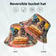 thumbnail image 5 of Daiia Psychedelic Band Hotdog Art Pattern Bucket Hat - Trendy Cotton Sun Hat for Beach, Golf, Fishing - Fun Outdoor Vacation Boonie for Men and Women, 5 of 9