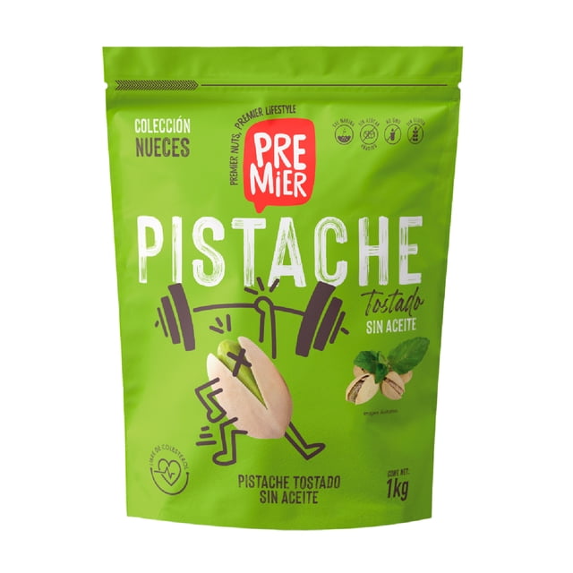 Pistaches Tostados con Cascara y Sal Marina 1kg GRUPO PREMIER Pistachos tostados