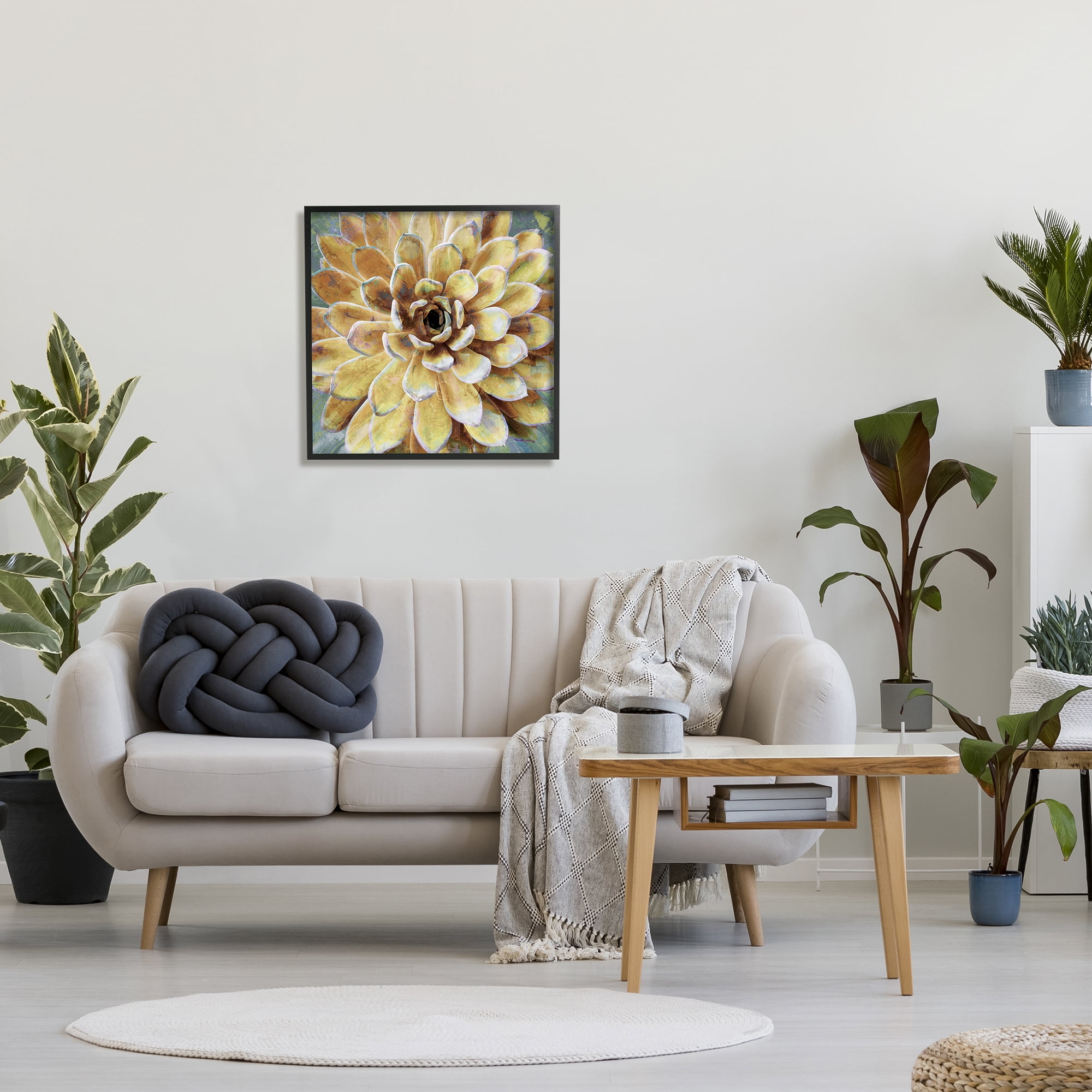 Stupell Industries Yellow Painted Botanical Succulent Bloom Painting Graphic Art Black Framed Art Print Wall Art, 24x24, by Lindsay Benson