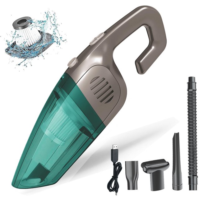 AZHZOLSK - Aspiradoras de mano inalámbricas recargables al aspiradora 12000PA-16500PA de alta potencia para coche, hogar, oficina, viaje de pelo de mascotas, limpieza en húmedo y seco, color negro