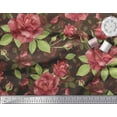 thumbnail image 3 of Soimoi Brown Cotton Duck Fabric Leaves & Rose Floral Print Sewing Fabric Yard 42 Inch Wide, 3 of 3