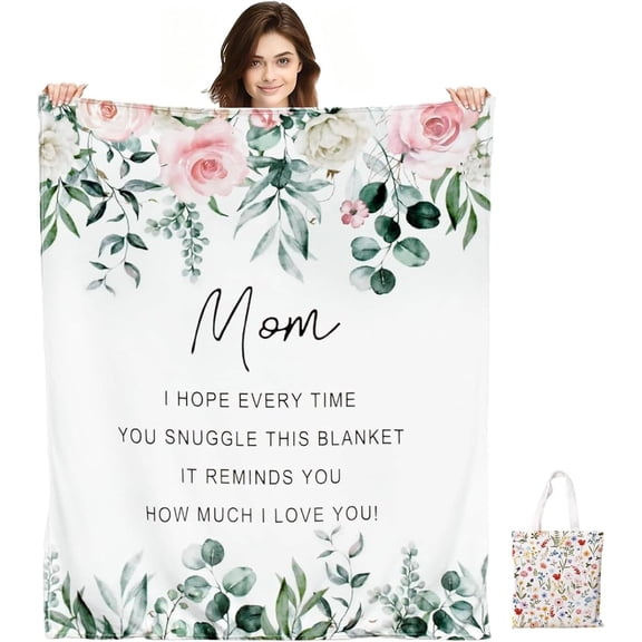 Mocsicka Mom Blanket for Mom - Ultra Soft Sherpa Fleece Throw, 50x60 Inch Cozy Lightweight Luxury Blanket for Women from Daughter Son